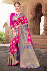 Pink Banarasi Art Silk Woven Saree